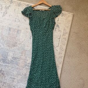 Reformation Green Floral Maxi Dress